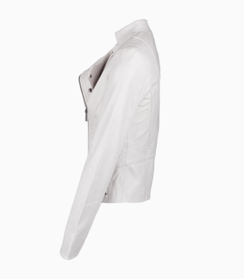 Women's Leather Biker Jacket White Hanover