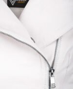 Women's Leather Biker Jacket White Hanover