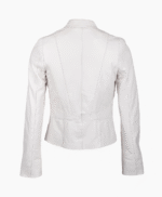 Women's Leather Biker Jacket White Hanover