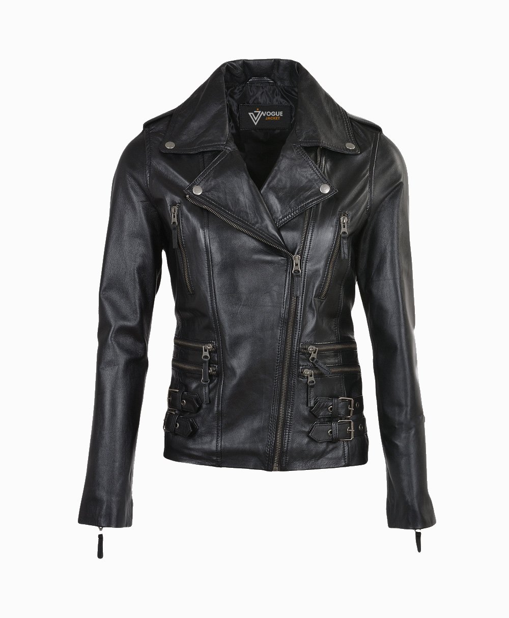 Women's Leather Jacket Black Muncie Women's Leather Jacket Black Muncie