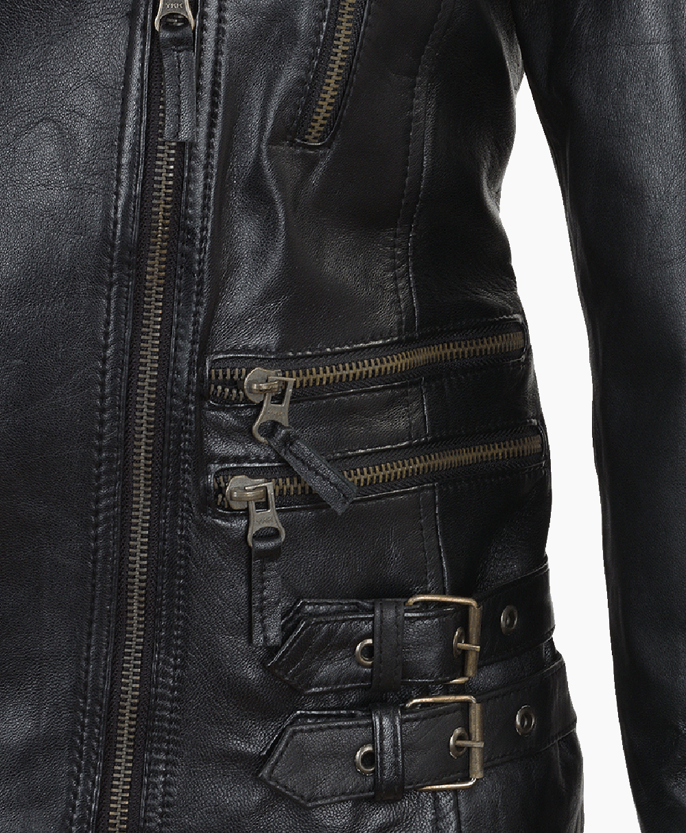 Women's Leather Jacket Black Muncie Women's Leather Jacket Black Muncie