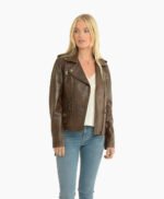 Women's Leather Jacket Brown Muncie