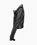 Women's Leather Biker Jacket Black Newton