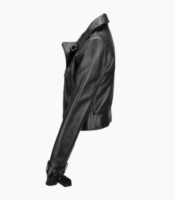 Women's Leather Biker Jacket Black Newton