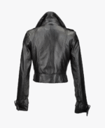 Women's Leather Biker Jacket Black Newton