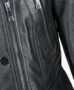 Women's Leather Biker Jacket Black Newton