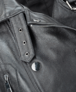 Women's Leather Biker Jacket Black Newton