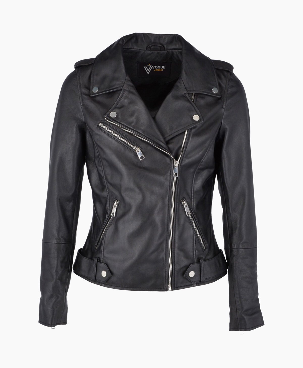 Women's Leather Biker Jacket Black Ruston Women's Leather Biker Jacket Black Ruston