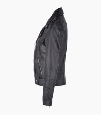 Women's Leather Biker Jacket Black Ruston