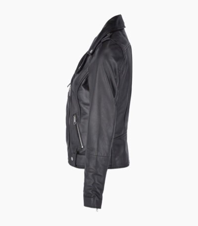 Women's Leather Biker Jacket Black Ruston