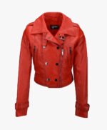 Women's Leather Biker Jacket Red Newton