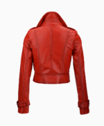 Women's Leather Biker Jacket Red Newton