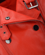 Women's Leather Biker Jacket Red Newton