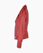 Women's Leather Biker Jacket Red Ruston