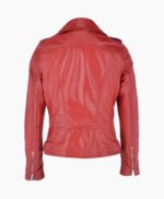 Women's Leather Biker Jacket Red Ruston