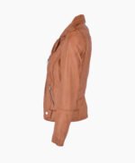 Women's Leather Biker Jacket Tan Ruston