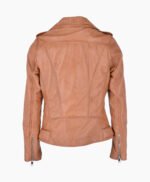 Women's Leather Biker Jacket Tan Ruston
