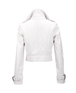 Women's Leather Biker Jacket White Newton