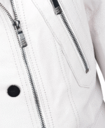 Women's Leather Biker Jacket White Newton