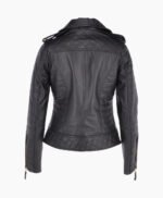 Women's Leather Biker Jacket Black Brunswick