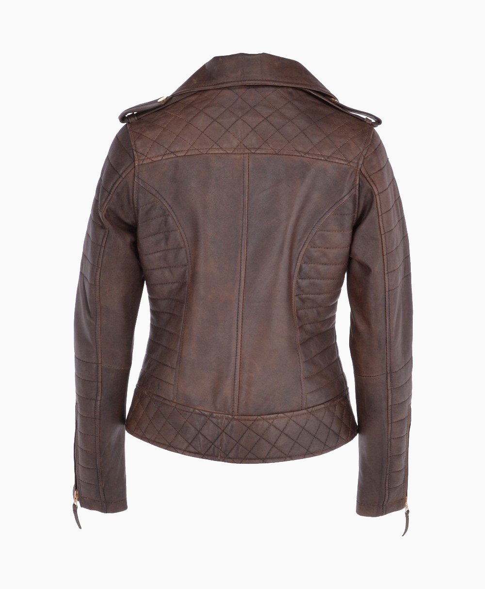 Women's Leather Biker Jacket Brown Brunswick Women's Leather Biker Jacket Brown Brunswick