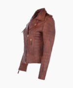 Women's Leather Biker Jacket Tan Brunswick