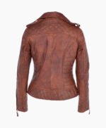 Women's Leather Biker Jacket Tan Brunswick