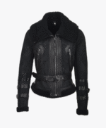 Women's Sheepskin Aviator Jacket Black Aberdeen