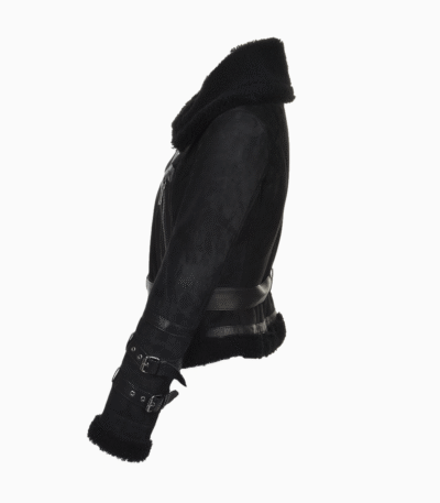 Women's Sheepskin Aviator Jacket Black Aberdeen