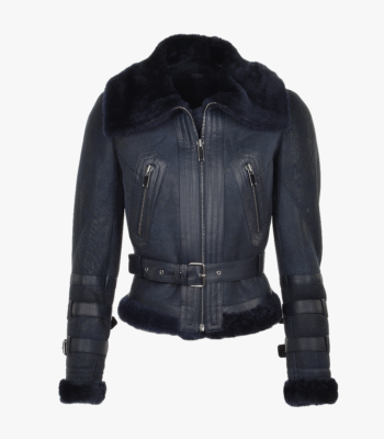 Women's Sheepskin Aviator Jacket Navy Aberdeen