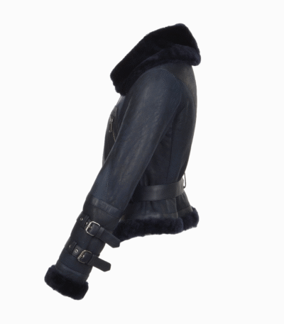 Women's Sheepskin Aviator Jacket Navy Aberdeen
