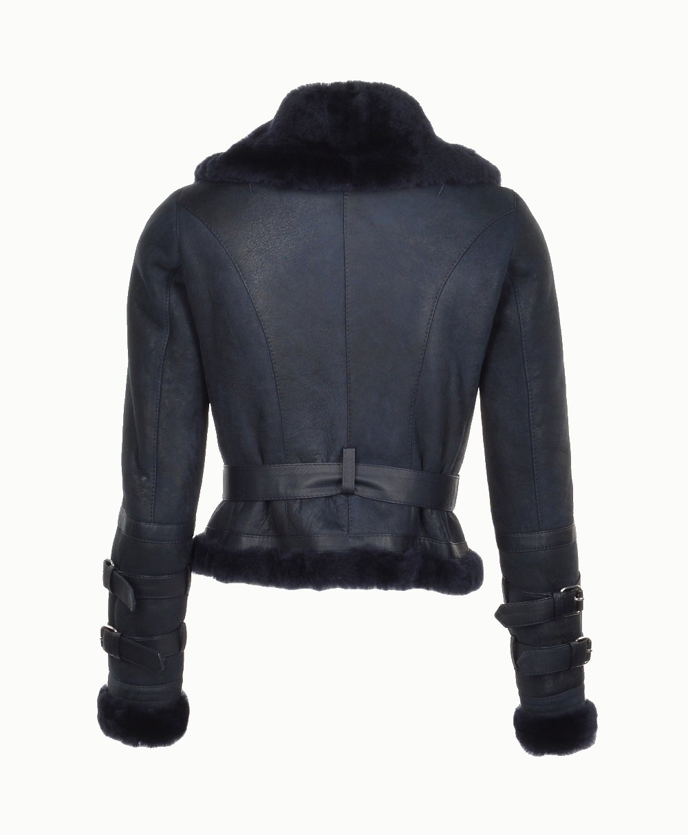 Women's Sheepskin Aviator Jacket Navy Aberdeen Women's Sheepskin Aviator Jacket Navy Aberdeen