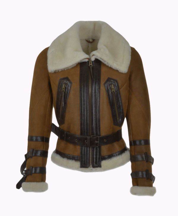 Women's Sheepskin Aviator Jacket Tan Aberdeen
