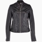 Women's Leather Biker Jacket Black Chicopee