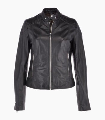 Women's Leather Biker Jacket Black Chicopee