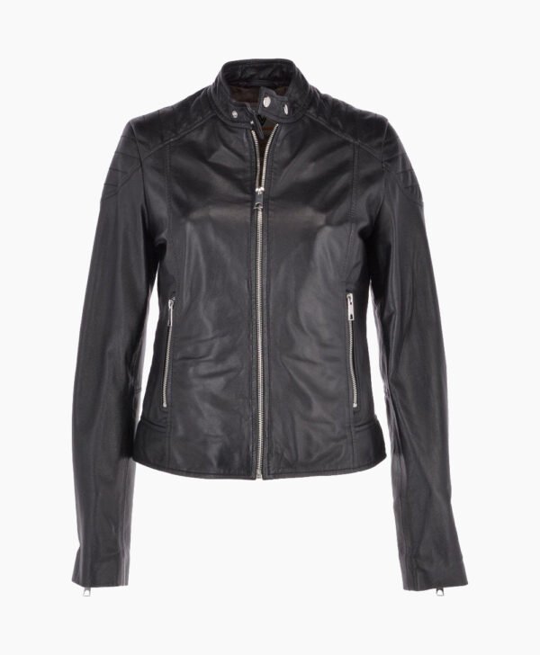 Women's Leather Biker Jacket Black Chicopee
