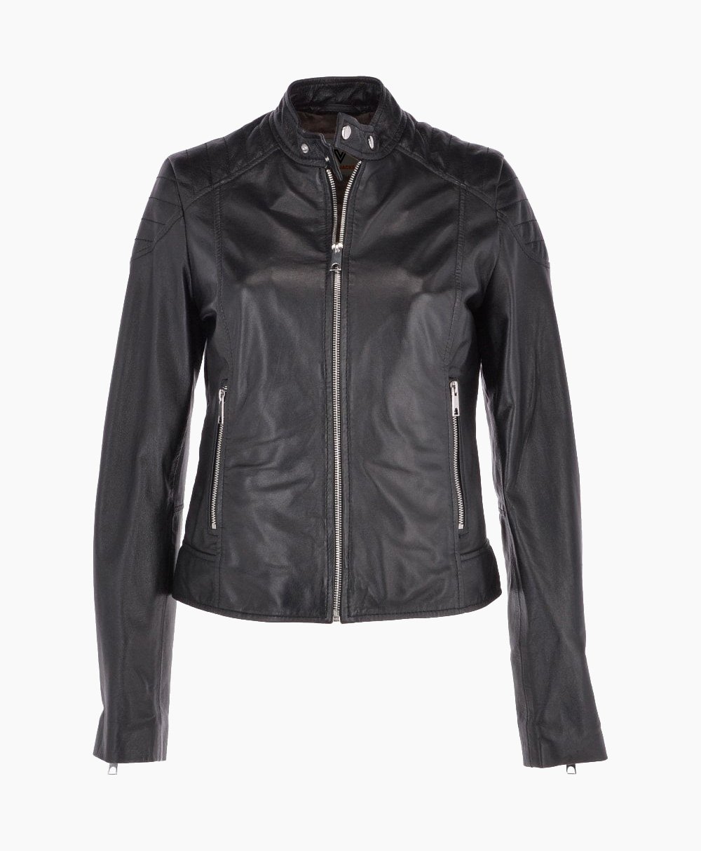 Women's Leather Biker Jacket Black Chicopee Women's Leather Biker Jacket Black Chicopee