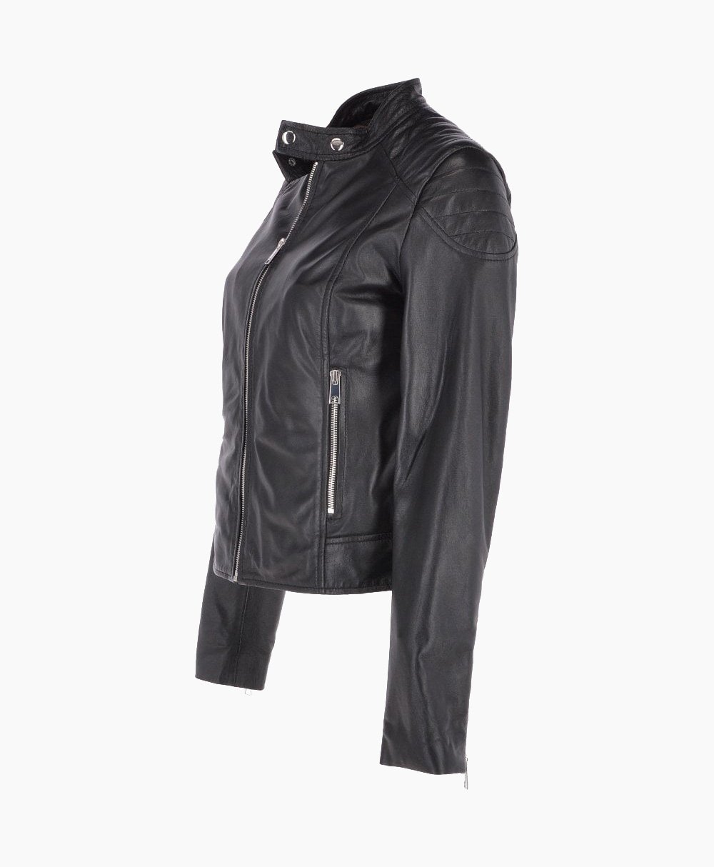 Women's Leather Biker Jacket Black Chicopee Women's Leather Biker Jacket Black Chicopee