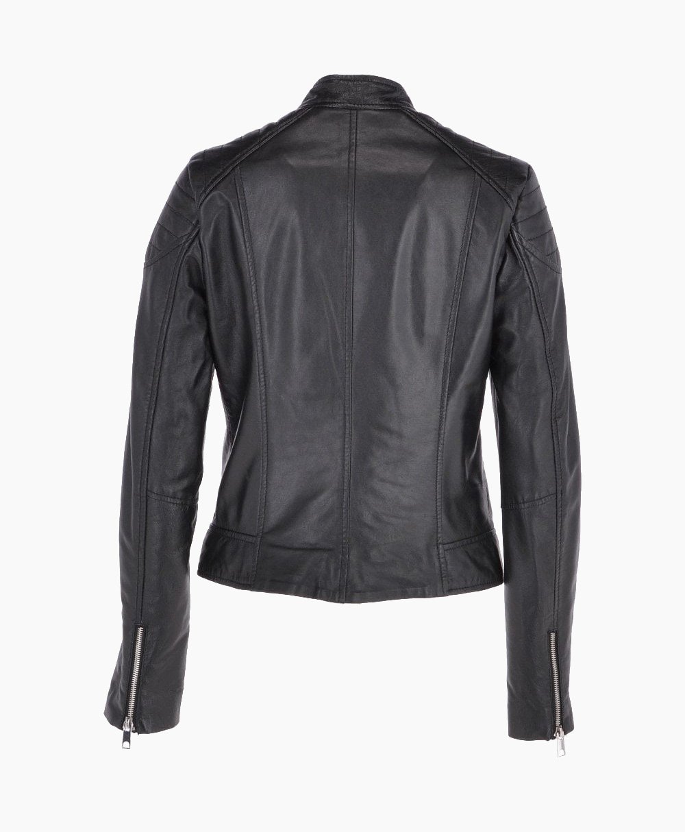 Women's Leather Biker Jacket Black Chicopee Women's Leather Biker Jacket Black Chicopee