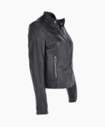 Women's Leather Biker Jacket Black Chicopee