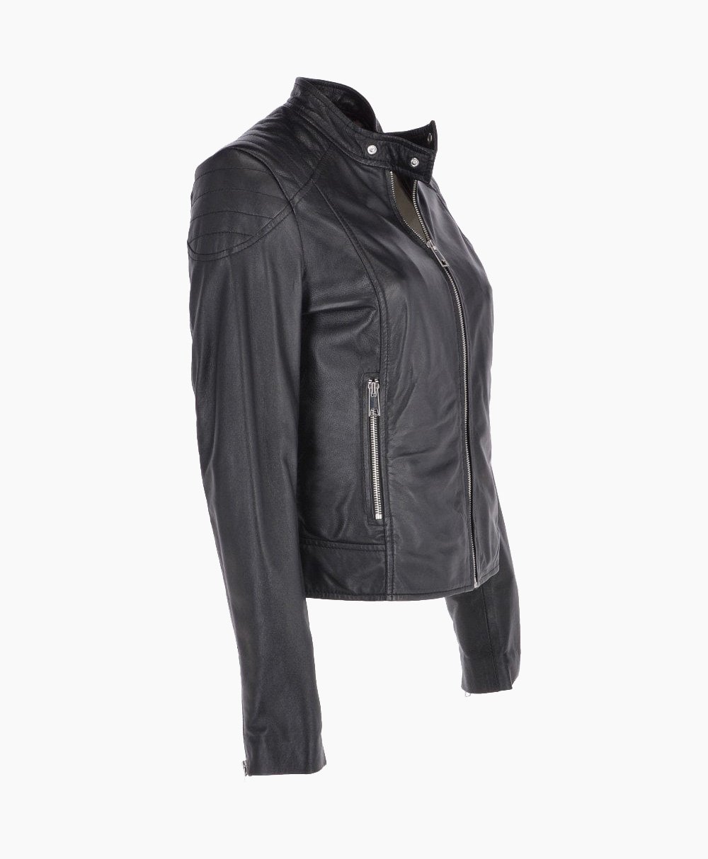 Women's Leather Biker Jacket Black Chicopee Women's Leather Biker Jacket Black Chicopee