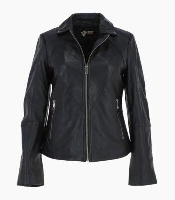 Women's Leather Biker Jacket Black El Dorado