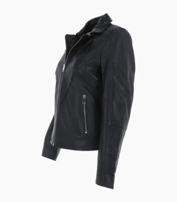 Women's Leather Biker Jacket Black El Dorado