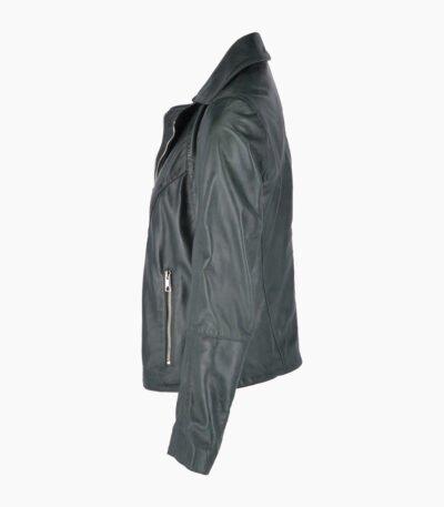 Women's Leather Biker Jacket Green El Dorado
