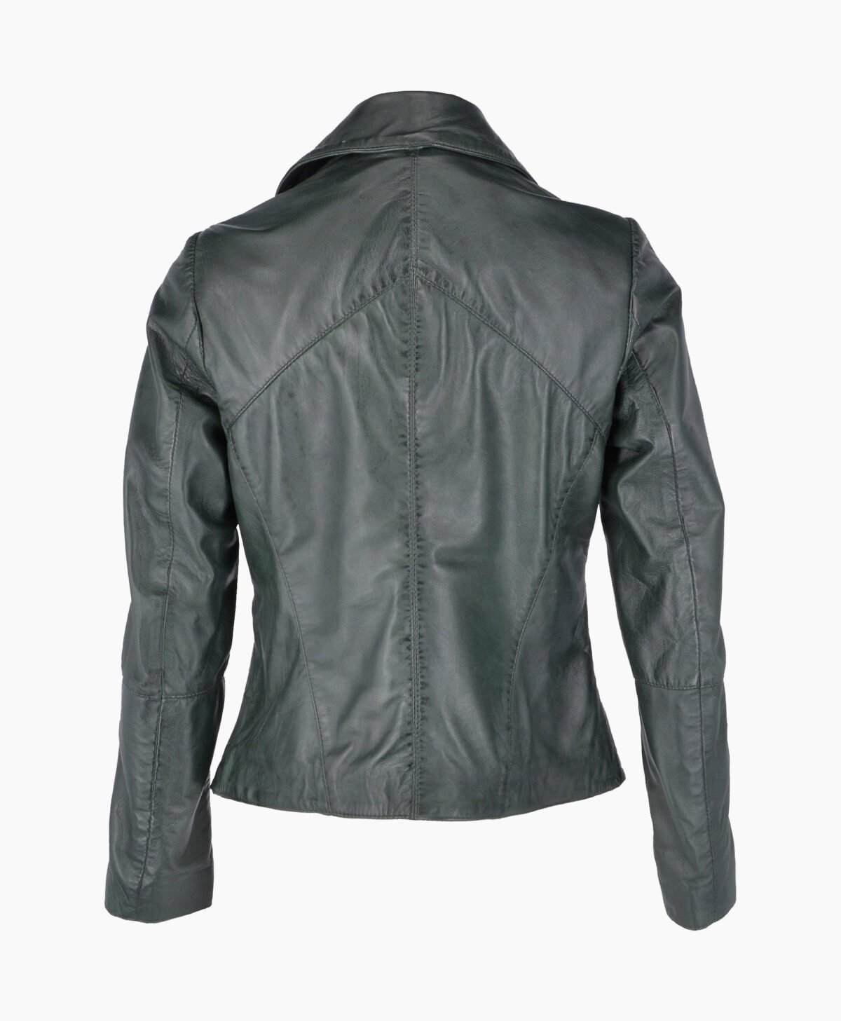 Women's Leather Biker Jacket Green El Dorado
