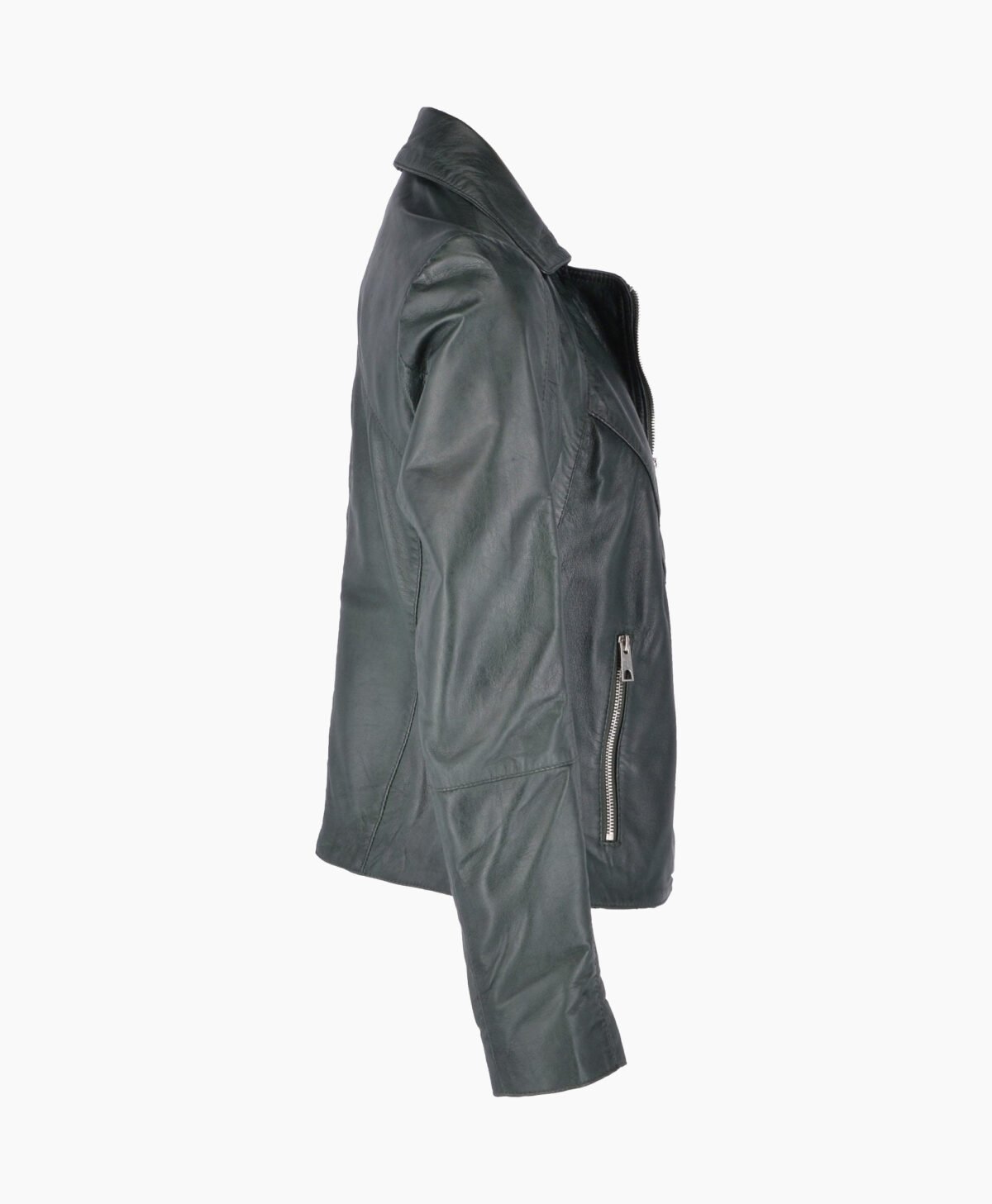 Women's Leather Biker Jacket Green El Dorado