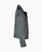 Women's Leather Biker Jacket Green El Dorado