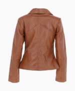 Women's Leather Biker Jacket Tan El Dorado