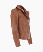 Women's Leather Biker Jacket Tan El Dorado