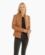 Women's Leather Jacket Tan Amesbury